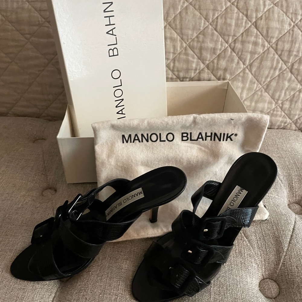 Manolo Blahnik Black Strappy Sandals